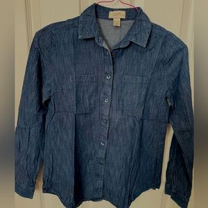 LOFT cotton denim button down shirt, xxsp